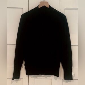 WORN ONCE!! Ann Taylor Black Mock Neck Sweater with side buttons on shoulders.